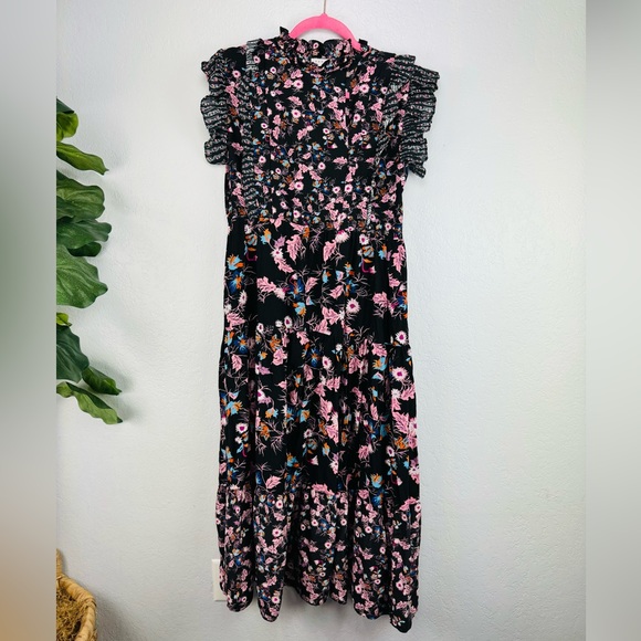 SANDRO Bouna Sleeveless Floral Ruffle Dress - Picture 3 of 10